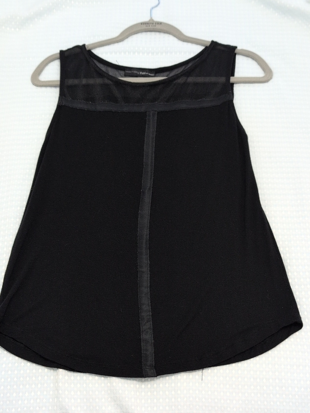 Yuni Black Sleeveless Sheer Yoke Knit Tank Top Sleeveless Medium